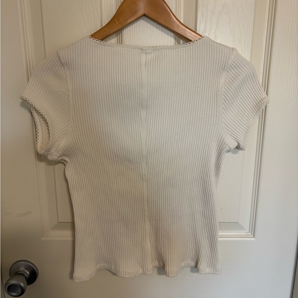 Free People Intimately Ivory Ribbed Button Front Top spring summer NWT basic - Picture 9 of 12